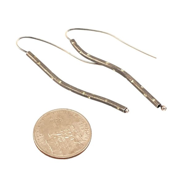 Sterling Silver 925 Oxidized Long Dangle Earrings Branch Like Earrings - Picture 8 of 8